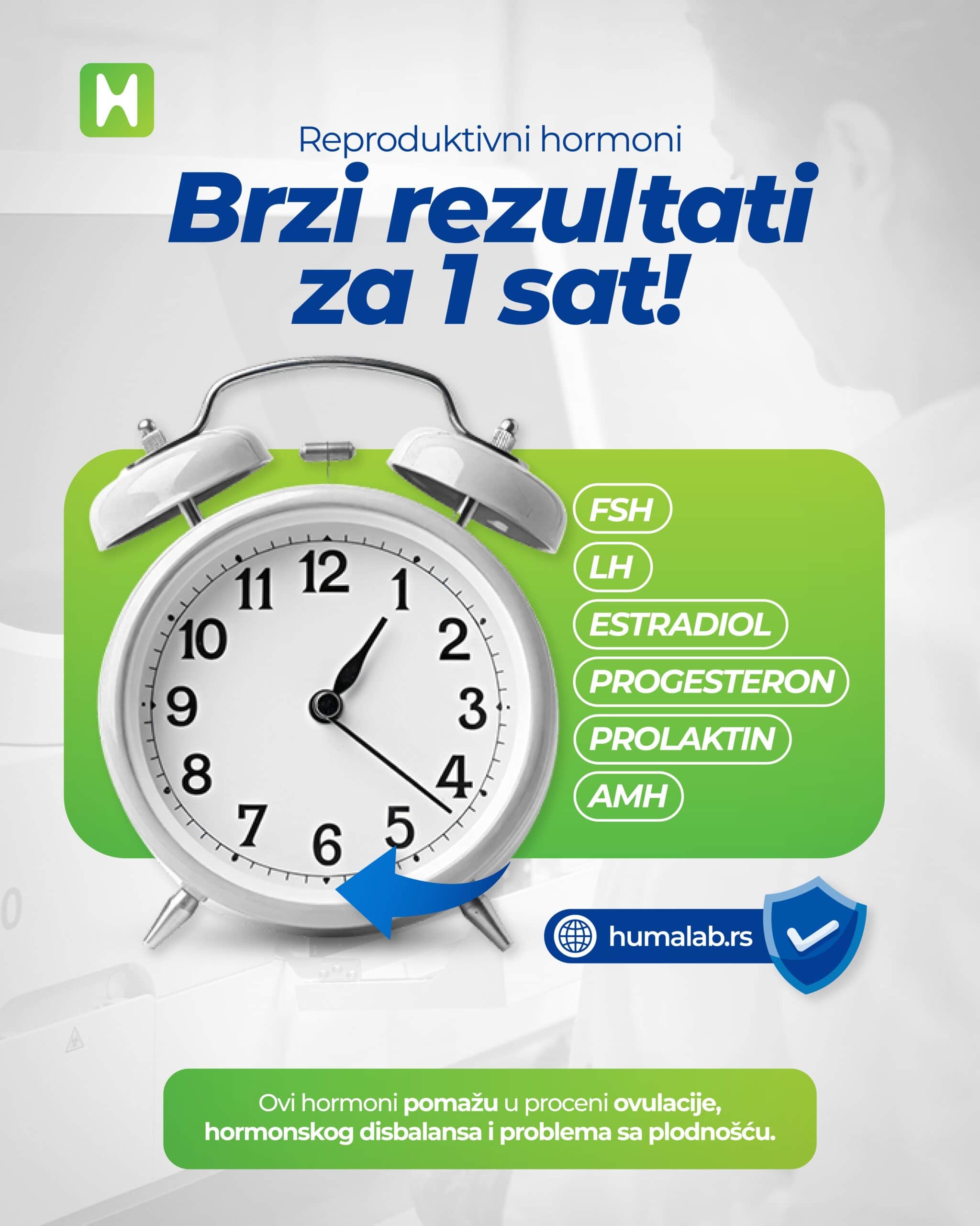Reproduktivni hormoni - rezultati za samo 1 sat u Humalab Subotici